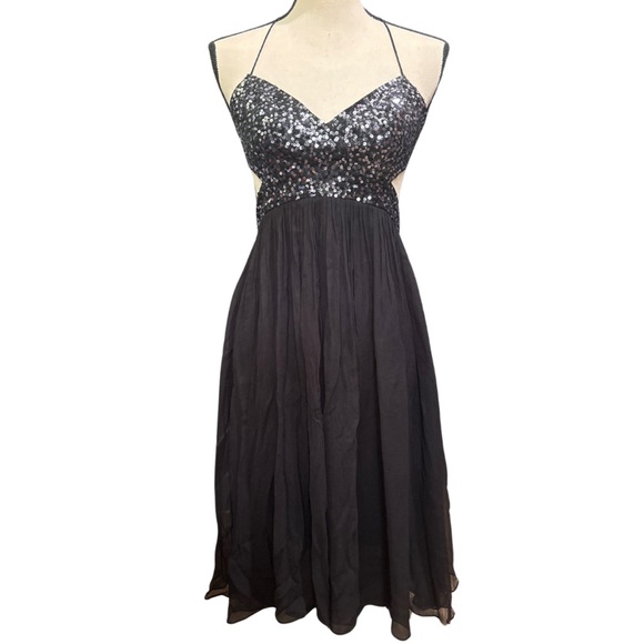 BCBGMaxAzria Dresses & Skirts - 💎NWOT BCBGMAXAZRIA Cut Out Backless Sequin Black Formal Dress Size 4